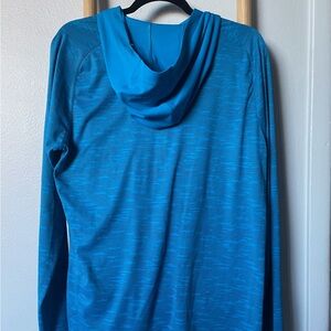 Blue Hooded Long Sleeve Top
